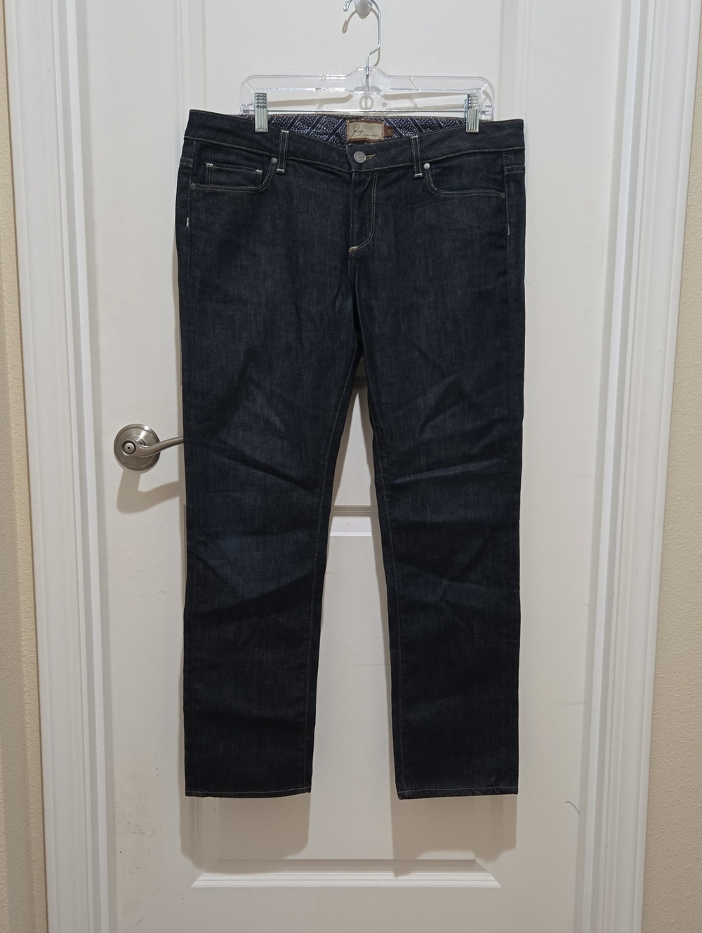 PAIGE Women's Straight Dark Indigo Jeans